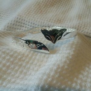 925 Fox Bangle- White gold plated Sterling silver